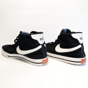Nike Court Legacy Black and White High-Top Canvas Sneakers Orange Heel Tab 7